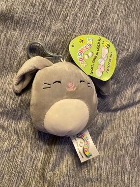 Squishmallows Blake Gray Bunny 3.5" Clip Keychain Plush NWT